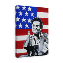Load image into Gallery viewer, "Johnny Cash, US Flag" Canvas Gallery Wrap