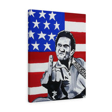 Load image into Gallery viewer, "Johnny Cash, US Flag" Canvas Gallery Wrap